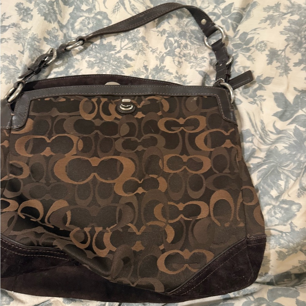 Coach Dark Brown Signature Shoulder Bag